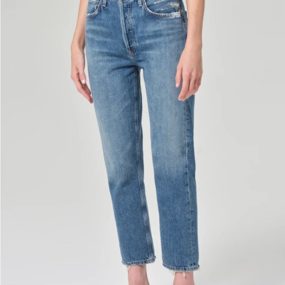 Agolde Riley Crop Button-Fly Jeans (no stretch) size 25
